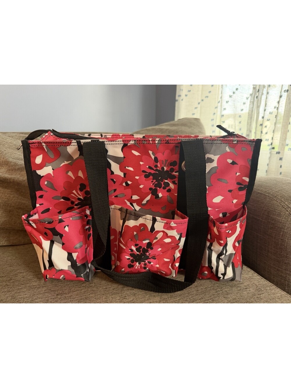 Thirty One Organizing Zip Top Utility Tote In Bold Bloom